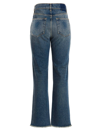 Blue Cotton Flared Jeans