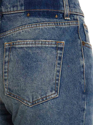 Blue Cotton Flared Jeans