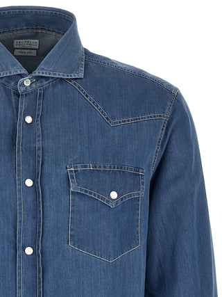 Blusa de algodón azul