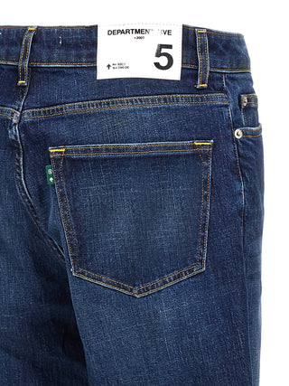 Blue Cotton Straight-Leg Jeans