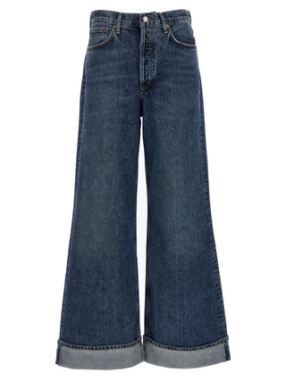 Jeans azules de algodón denim