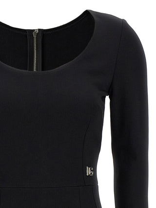 Black Viscose Midi Dress