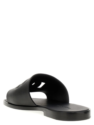 Black Leather Slides