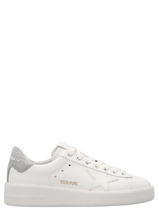Silver Leather Low Top Sneakers