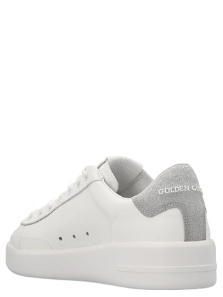 Silver Leather Low Top Sneakers