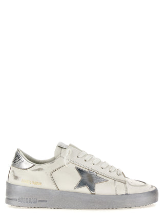 Silver Cowhide Athletic Sneakers