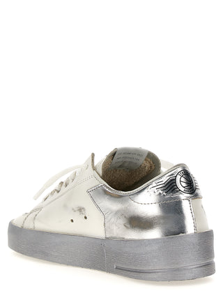 Silver Cowhide Athletic Sneakers