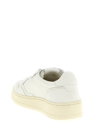 White Goatskin Low Top Sneakers