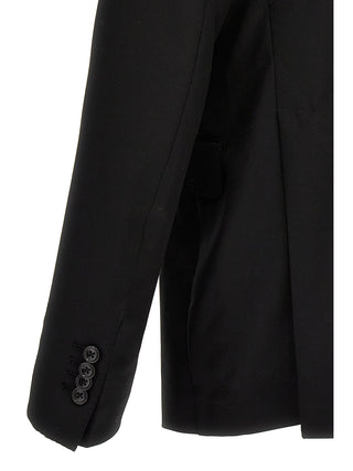 Traje de dos piezas negro de lana virgen