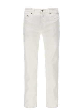 White Cotton Straight-Leg Jeans