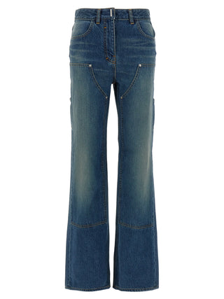 Jeans acampanados azules de algodón