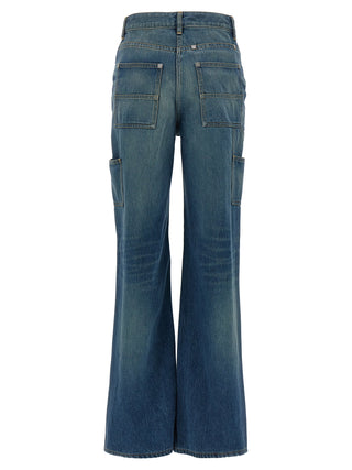 Jeans acampanados azules de algodón