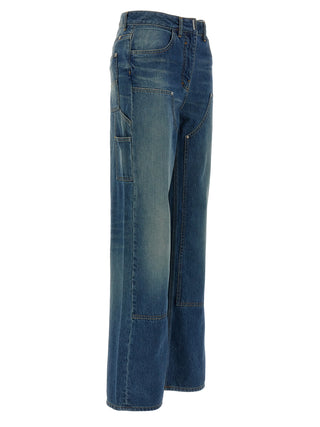 Jeans acampanados azules de algodón