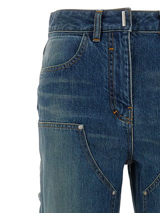 Jeans acampanados azules de algodón