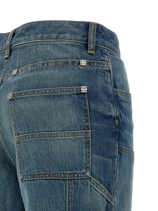 Jeans acampanados azules de algodón