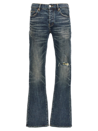 Blue Cotton Flared Jeans