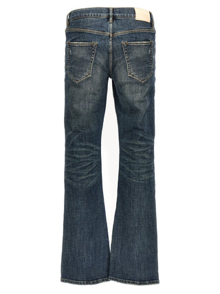Blue Cotton Flared Jeans