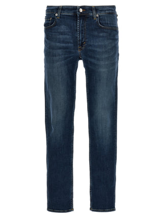 Blue Cotton Straight-Leg Jeans
