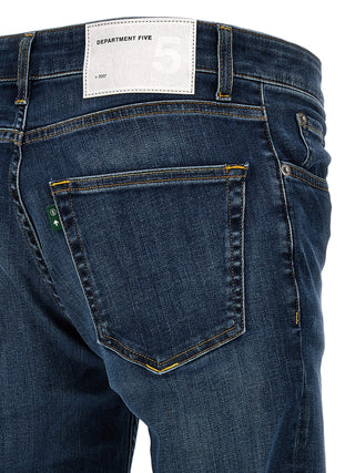 Blue Cotton Straight-Leg Jeans