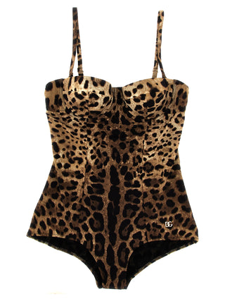 Brown Polyamide One-Piece Swimsuit