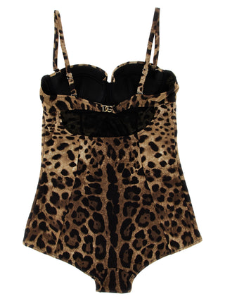 Brown Polyamide One-Piece Swimsuit