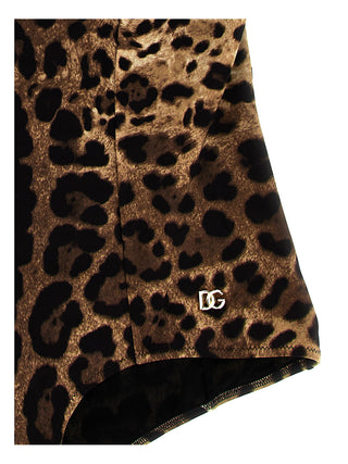 Brown Polyamide One-Piece Swimsuit