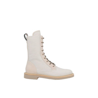 Botas beige de algodón con cordones