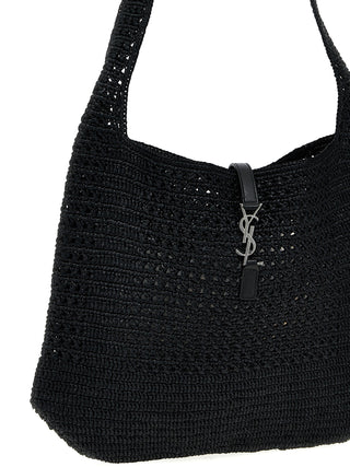Bolso tote negro de rafia