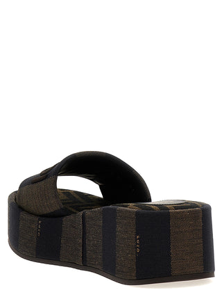 Brown Cotton Slides