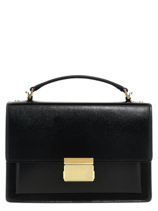 Bolso de mano negro de piel de vaca