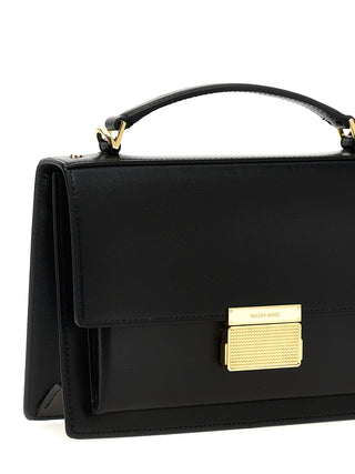Bolso de mano negro de piel de vaca