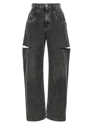 Black Cotton Straight-Leg Jeans