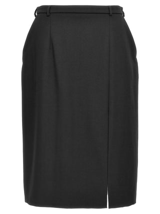 Black Virgin Wool Midi Skirt