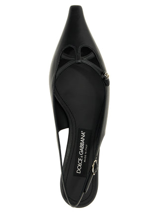 Black Lamb Leather Mid Heel Pumps