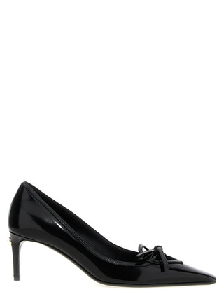 Black Calfskin Mid Heel Pumps