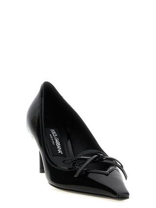 Black Calfskin Mid Heel Pumps