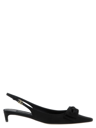 Black Viscose Mid Heel Pumps