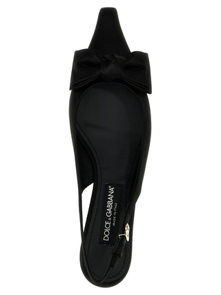 Black Viscose Mid Heel Pumps