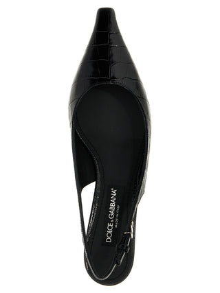 Black Calfskin Mid Heel Pumps