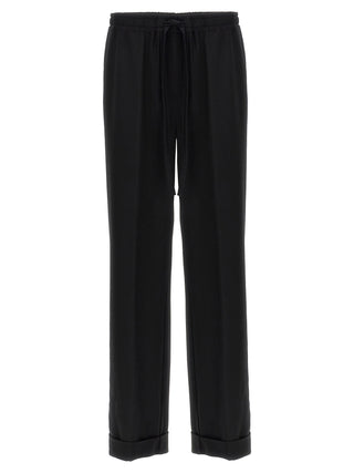 Pantalones casuales negros de lana virgen