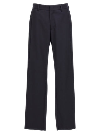 Blue Polyester Casual Pants