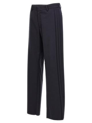 Blue Polyester Casual Pants