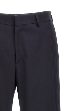 Blue Polyester Casual Pants