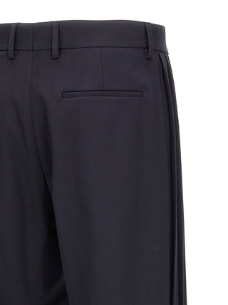 Blue Polyester Casual Pants
