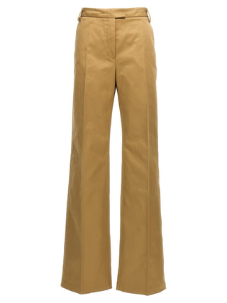 Beige Cotton Casual Pants