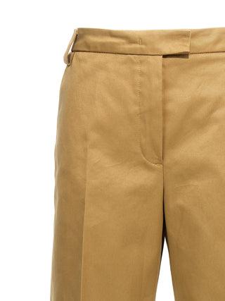 Beige Cotton Casual Pants