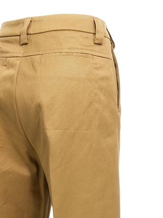 Beige Cotton Casual Pants
