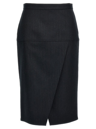Falda midi de lana virgen gris