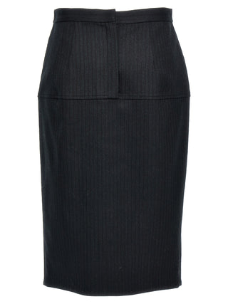 Falda midi de lana virgen gris