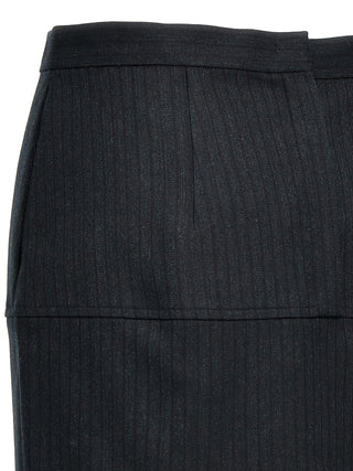 Falda midi de lana virgen gris